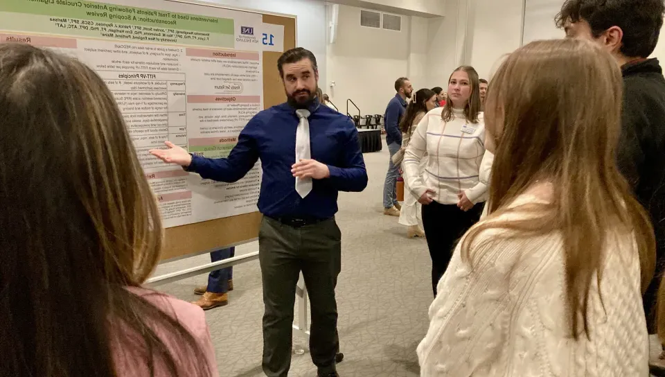 UNE's Department of Physical Therapy held its annual poster session for third-year students in December, and it included a job fair for the second year in a row.